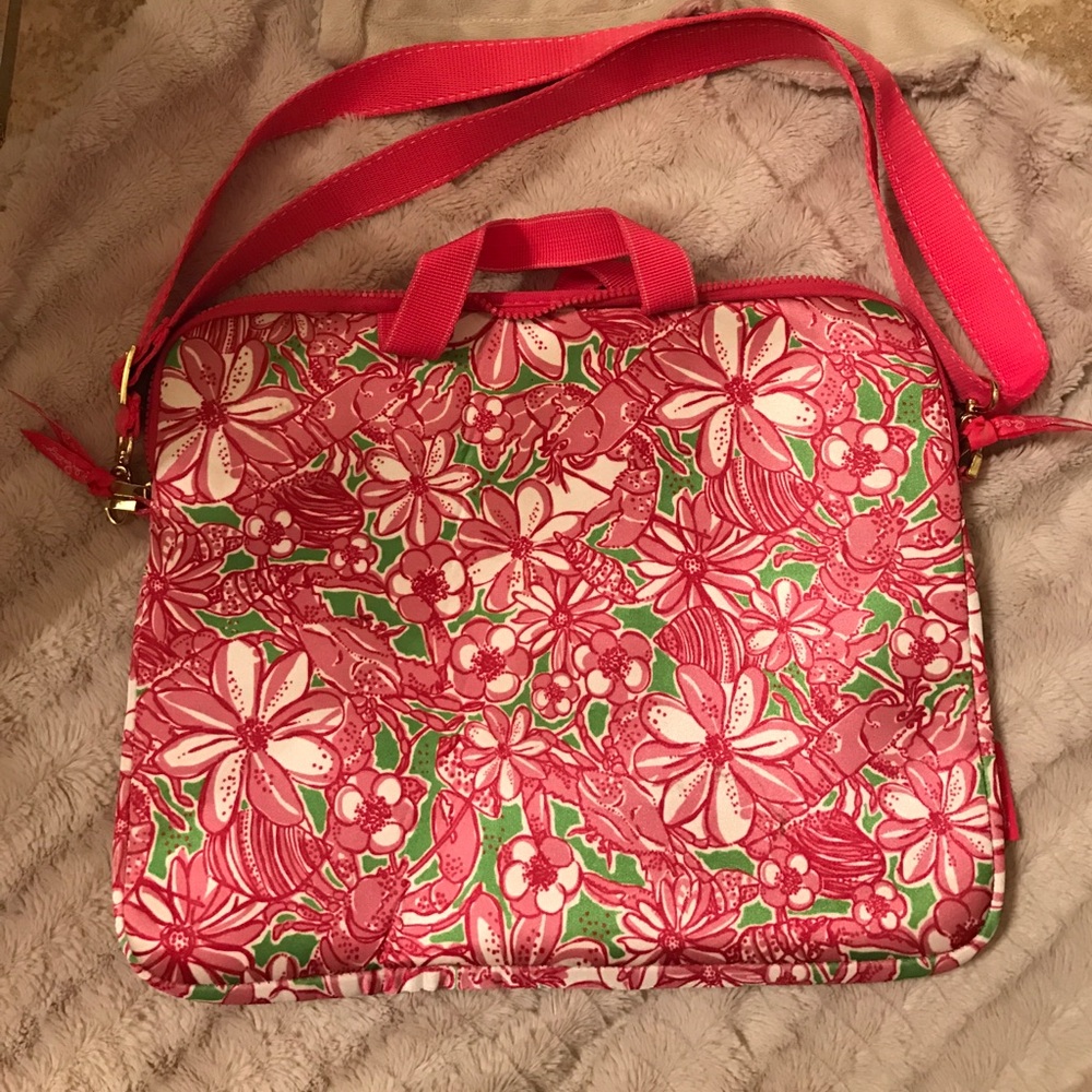 Lilly Pulitzer Pink & Green Floral Laptop Bag